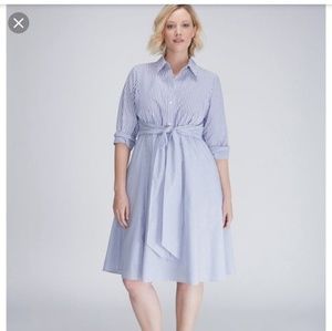 Lane Bryant blue and white striped shirtdress